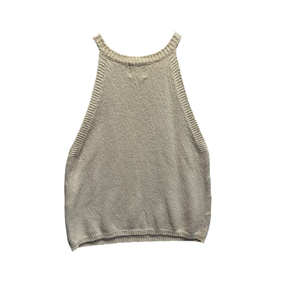 Anthropologie Maeve Ivory/Cream Sleeveless Halter Knit Sweater L Beach Loganlook - Picture 7 of 9